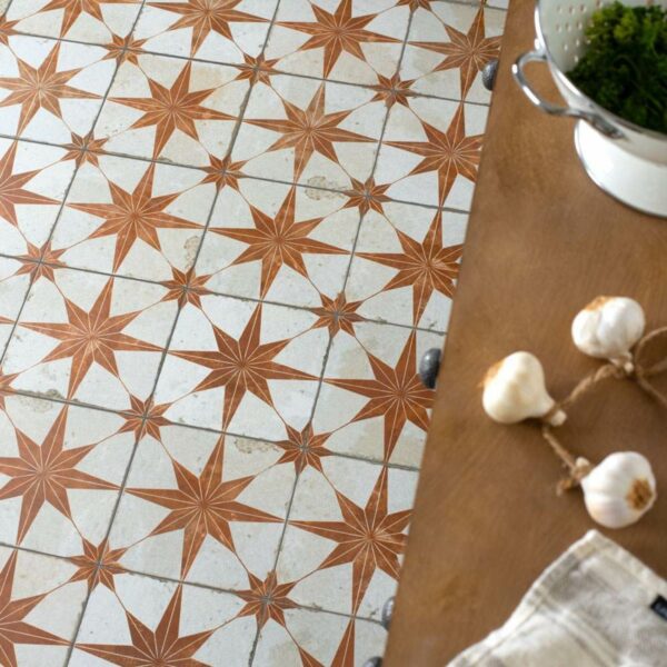 Scintilla Paprika Orange Star Pattern Tiles