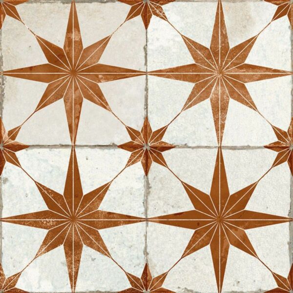 Scintilla Paprika Orange Star Pattern Tiles - Image 2