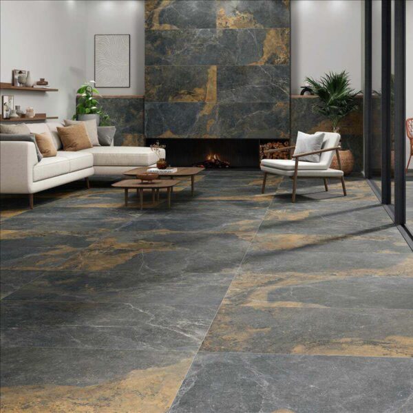 Jai Rustic Natural Black Slate Effect Tiles 1200x600