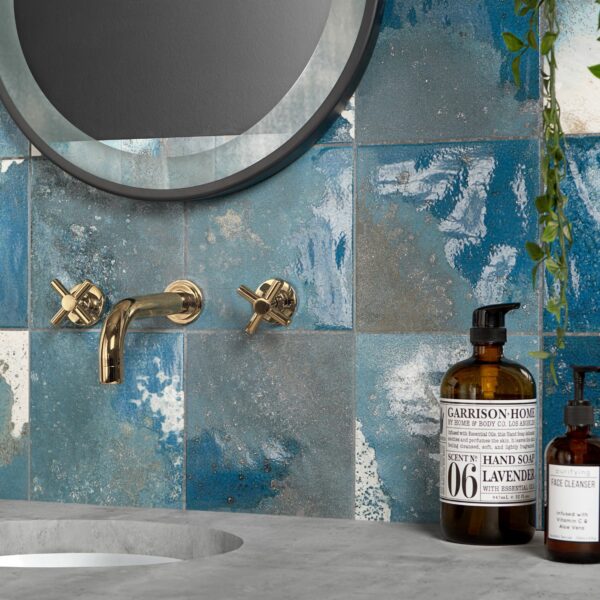 Raku Square Blue Gloss Patterned Wall Tiles - Image 3