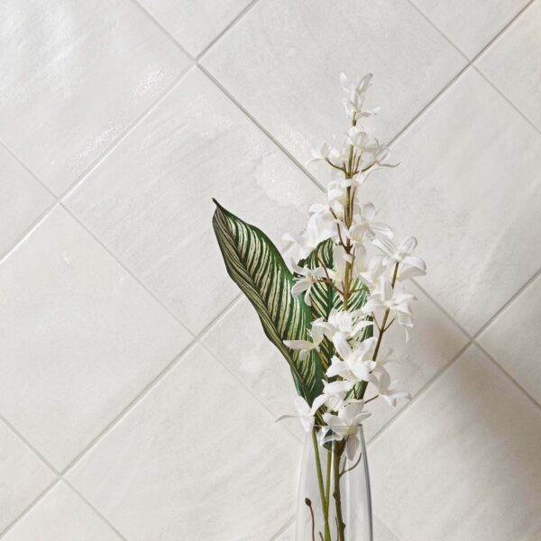 Raku Square White Gloss Patterned Wall Tiles - Image 5