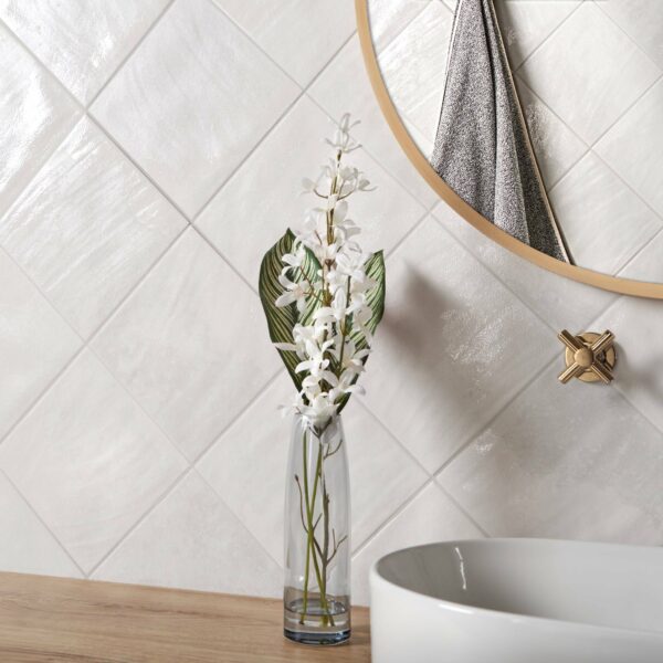 Raku Square White Gloss Patterned Wall Tiles - Image 8