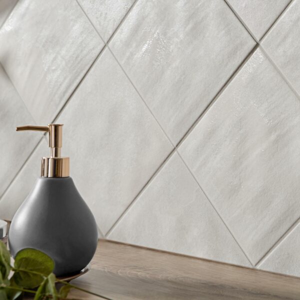 Raku Square White Gloss Patterned Wall Tiles - Image 6