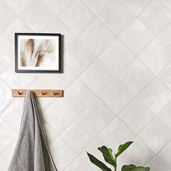 Raku Square White Gloss Patterned Wall Tiles - Image 7