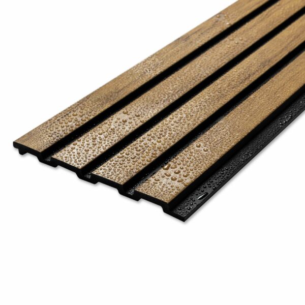 Trepanel Aqua Waterproof Smoked Oak Brown Wood Effect Slat Panels 3 Pack (Covers 1.39 SQM) - Image 3