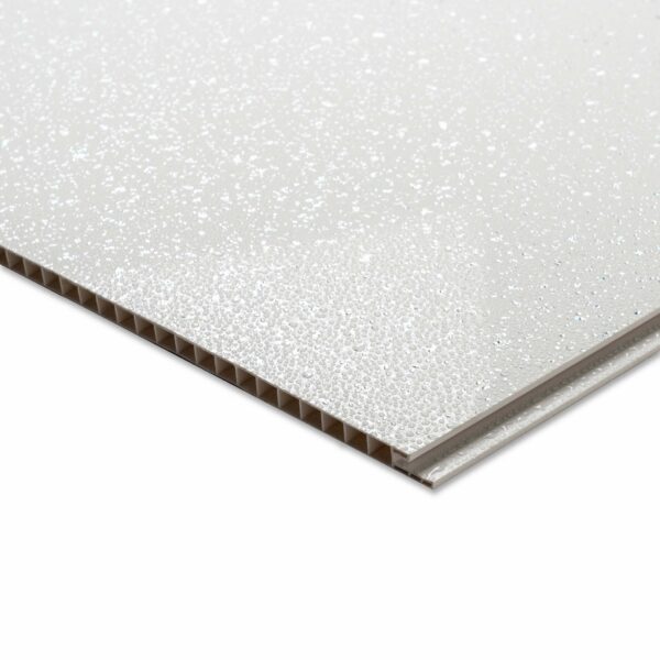 Trepanel Aqua White Sparkle Quartz Effect PVC Shower Wall Panel - Image 4