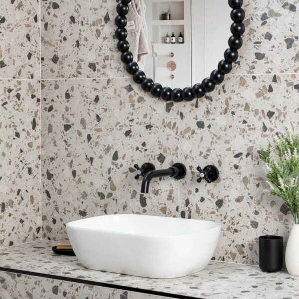 Flecks Matt Grey Terrazzo Effect Wall and Floor Tiles - Image 3