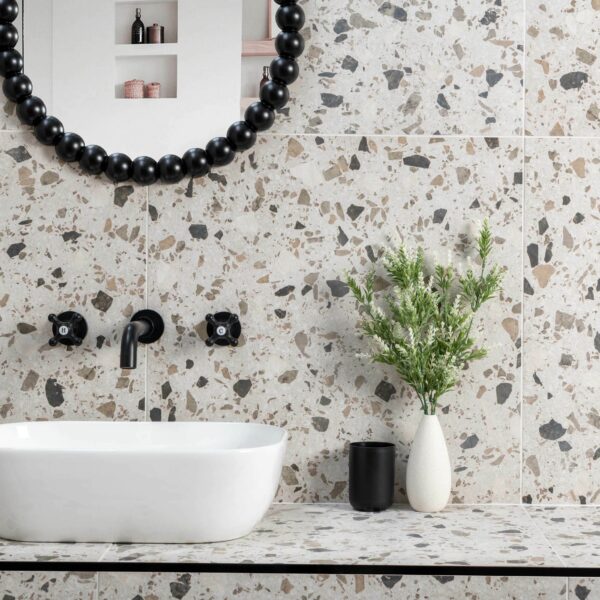 Flecks Matt Grey Terrazzo Effect Wall and Floor Tiles - Image 4