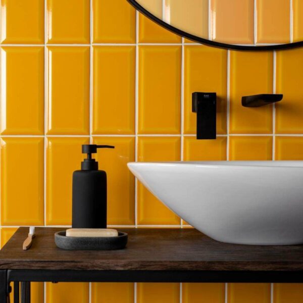 Victorian Gloss Mango Yellow Metro Tiles - Image 4