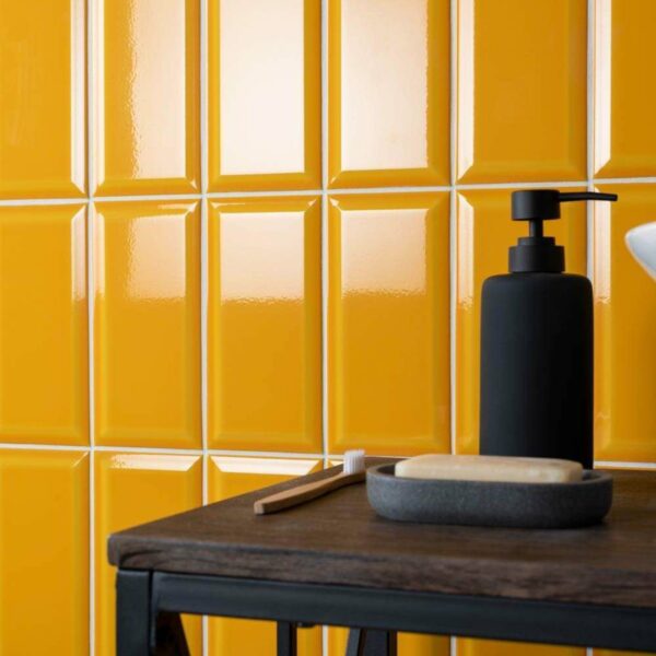 Victorian Gloss Mango Yellow Metro Tiles - Image 3