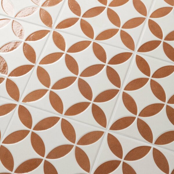 Westminster White and Orange Matt Patterned Wall and Floor Tiles - Image 7