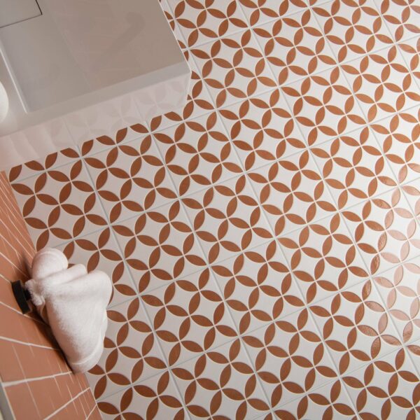 Westminster White and Orange Matt Patterned Wall and Floor Tiles - Image 6