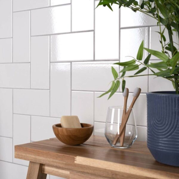 Craquelure Cotton White Metro Tiles