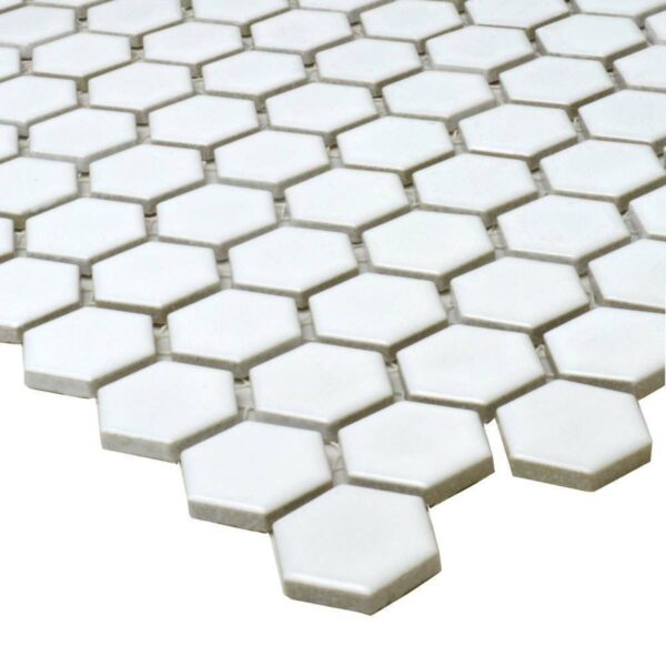 Pixel White 23x23 Hexagon Matt Mosaic Tiles - Image 16