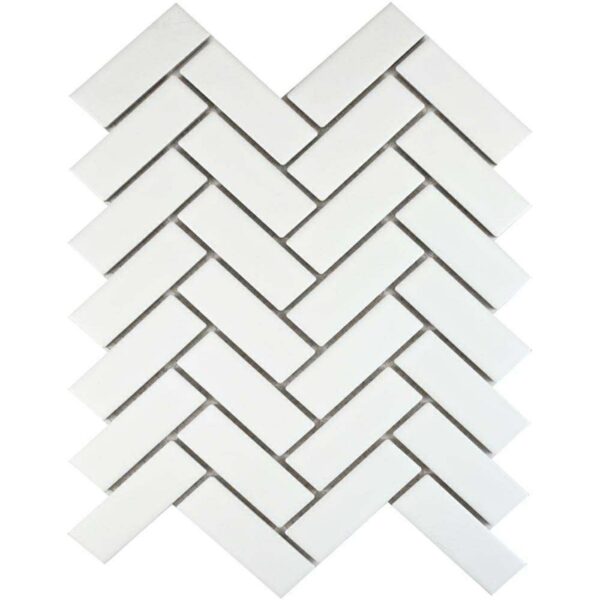 Pixel White Herringbone Matt 22x73 Mosaic Tiles - Image 2