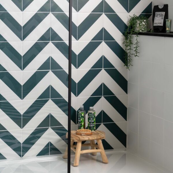 Zebra Green and White Matt Striped Wall and Floor Tiles - Image 6