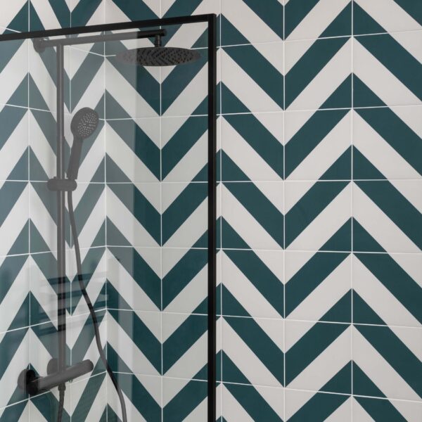 Zebra Green and White Matt Striped Wall and Floor Tiles - Image 14