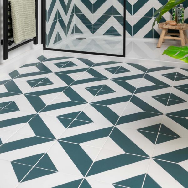 Zebra Green and White Matt Striped Wall and Floor Tiles - Image 5