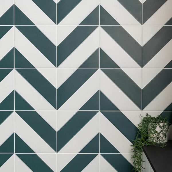 Zebra Green and White Matt Striped Wall and Floor Tiles - Image 12