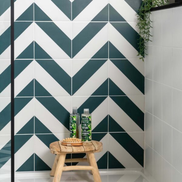 Zebra Green and White Matt Striped Wall and Floor Tiles - Image 9