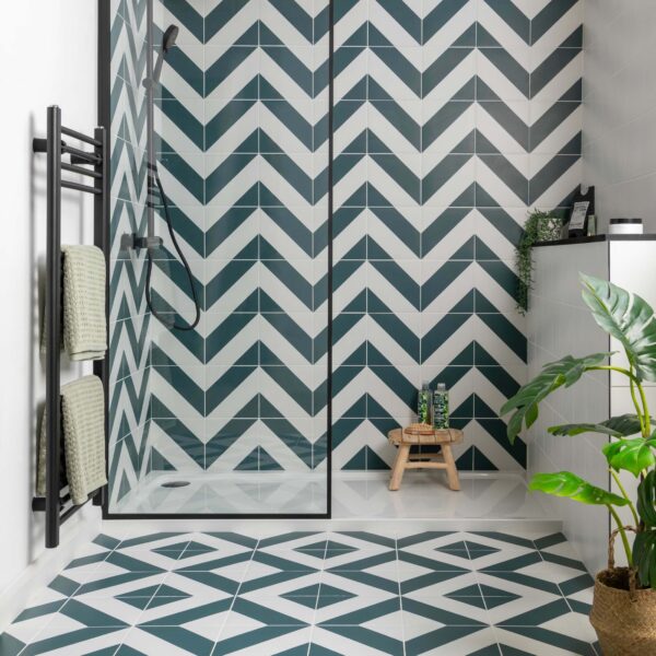 Zebra Green and White Matt Striped Wall and Floor Tiles - Image 3