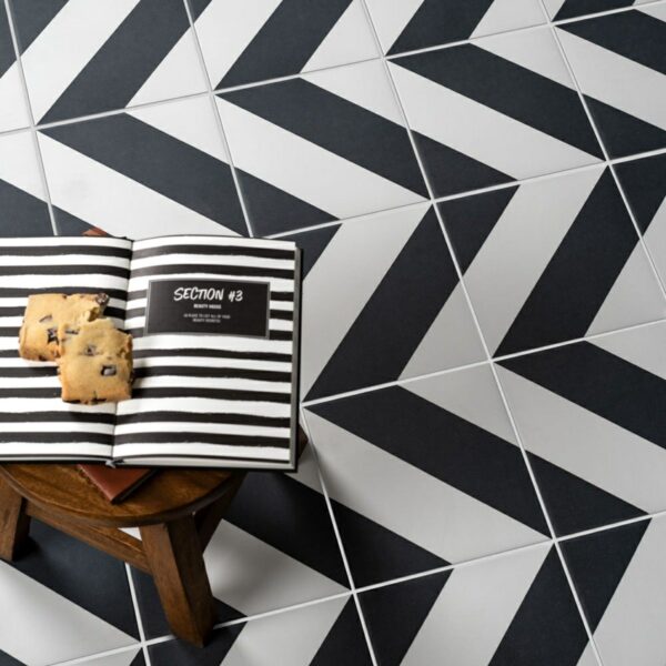 Zebra Black and White Patterned Matt Striped 223x223 Tiles - Image 3