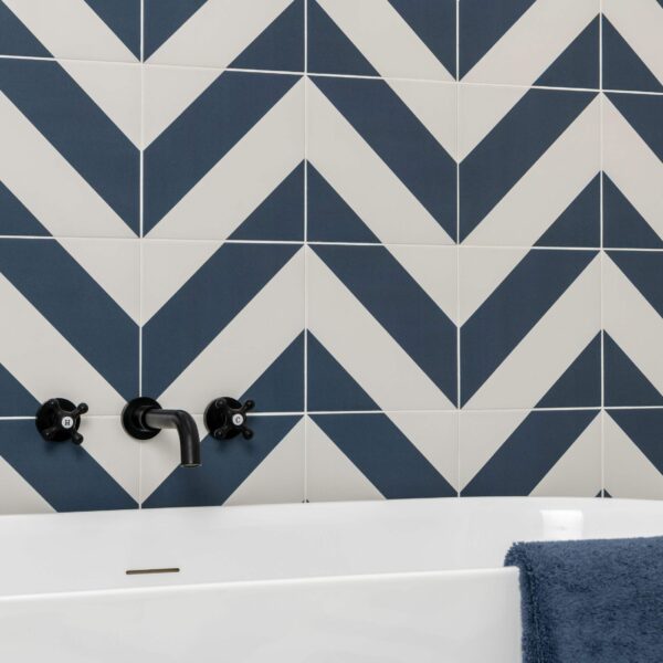 Zebra Blue and White Matt Striped Wall and Floor Tiles - Image 6