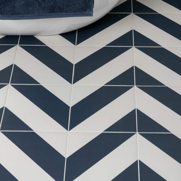 Zebra Blue and White Matt Striped Wall and Floor Tiles - Image 7