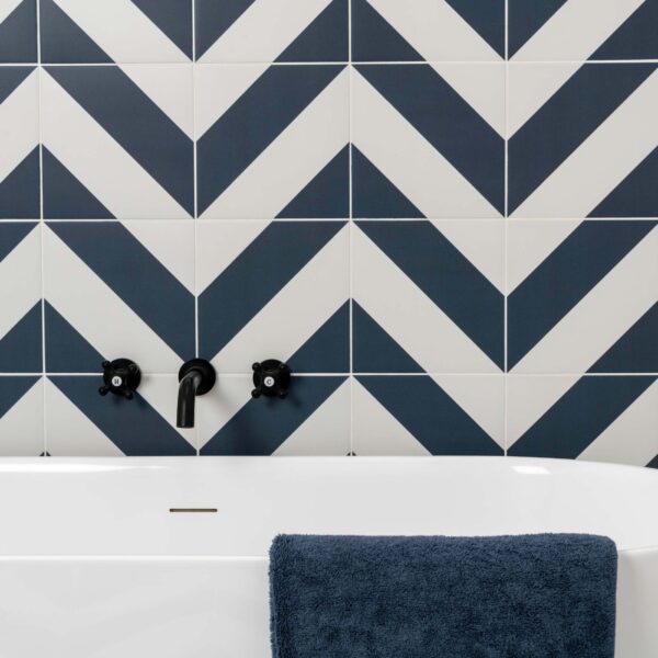 Zebra Blue and White Matt Striped Wall and Floor Tiles - Image 10