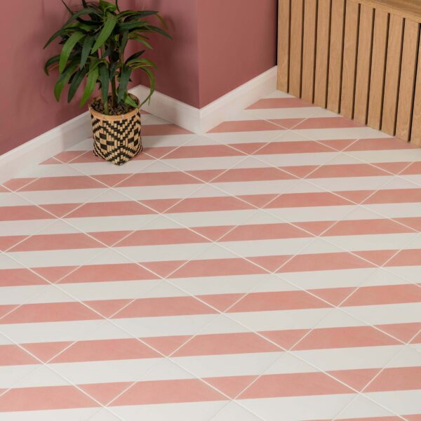 Zebra Pink and White Matt Striped Wall and Floor Tiles - Image 5