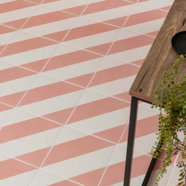 Zebra Pink and White Matt Striped Wall and Floor Tiles