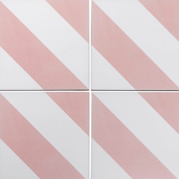 Zebra Pink and White Matt Striped Wall and Floor Tiles - Image 11