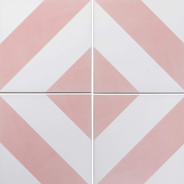 Zebra Pink and White Matt Striped Wall and Floor Tiles - Image 10